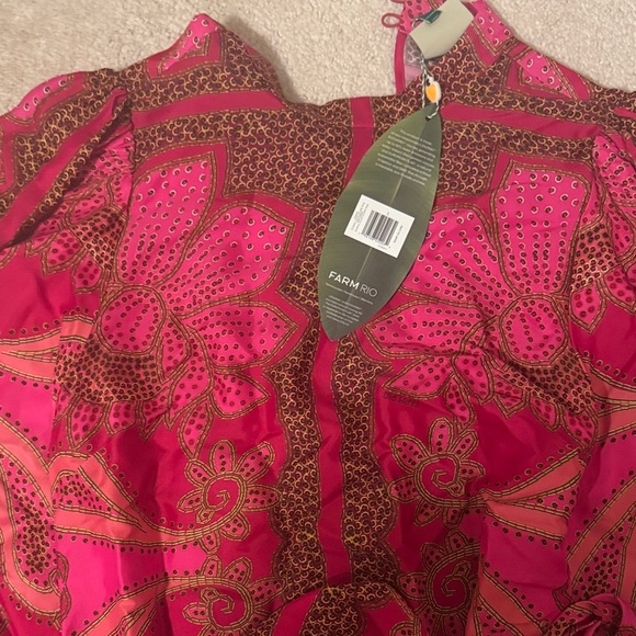 FARM Rio NWT Pink Floral Glam Scarf Lenzing™ Ecovero™ Mini Dress - Picture 6 of 6